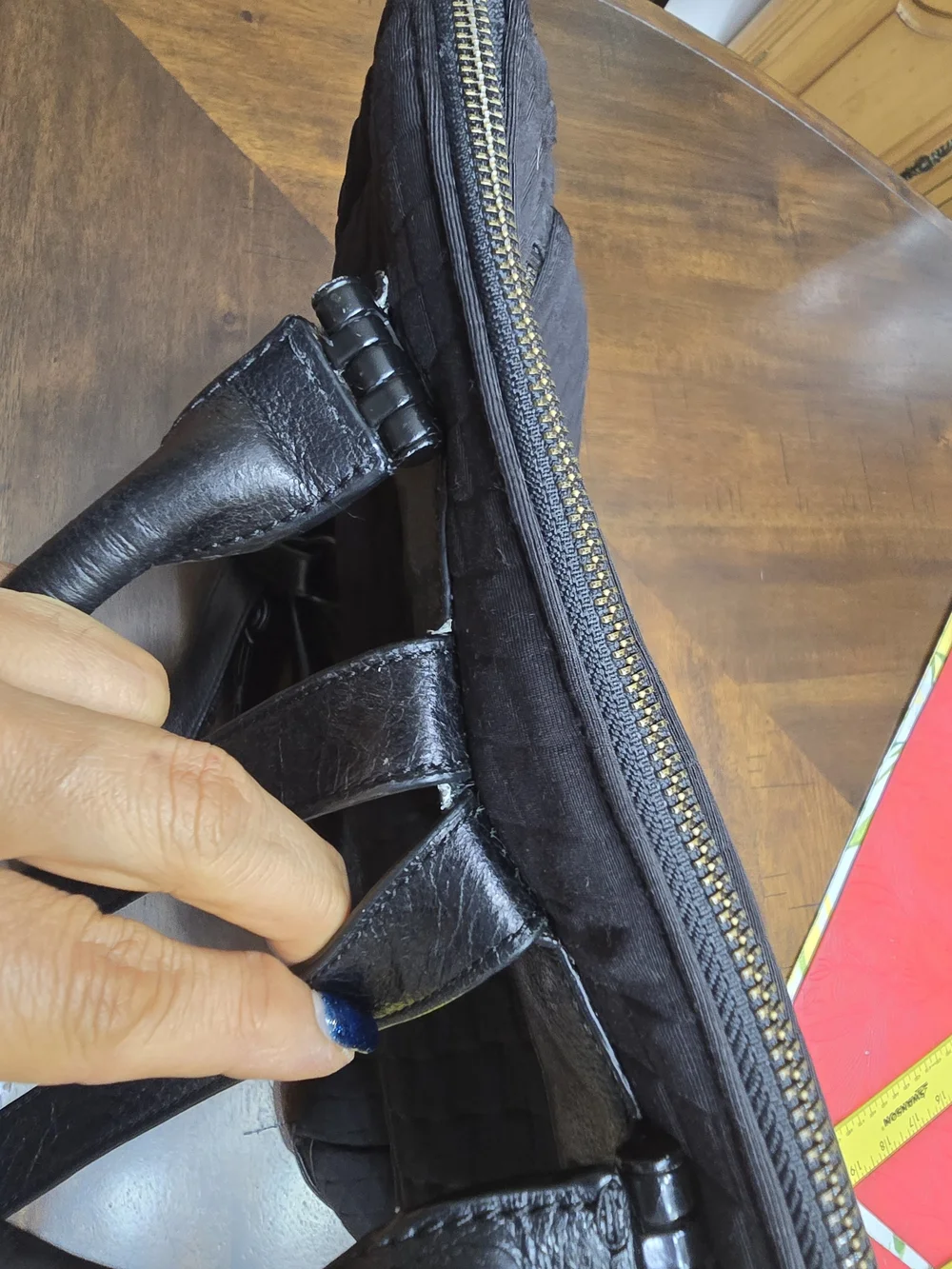 Black Woven Backpack Purse-Style Carry Bag